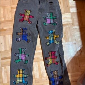 Teddy Fresh Gray Denim with Tartan Bear Patches